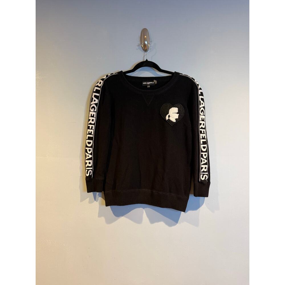 Karl Lagerfeld Paris Black Logo Sleeve Sweater – XS